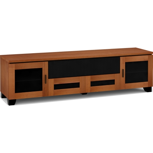 Elba 245 85" TV Stand AV Cabinet in American Cherry with Smoked Glass